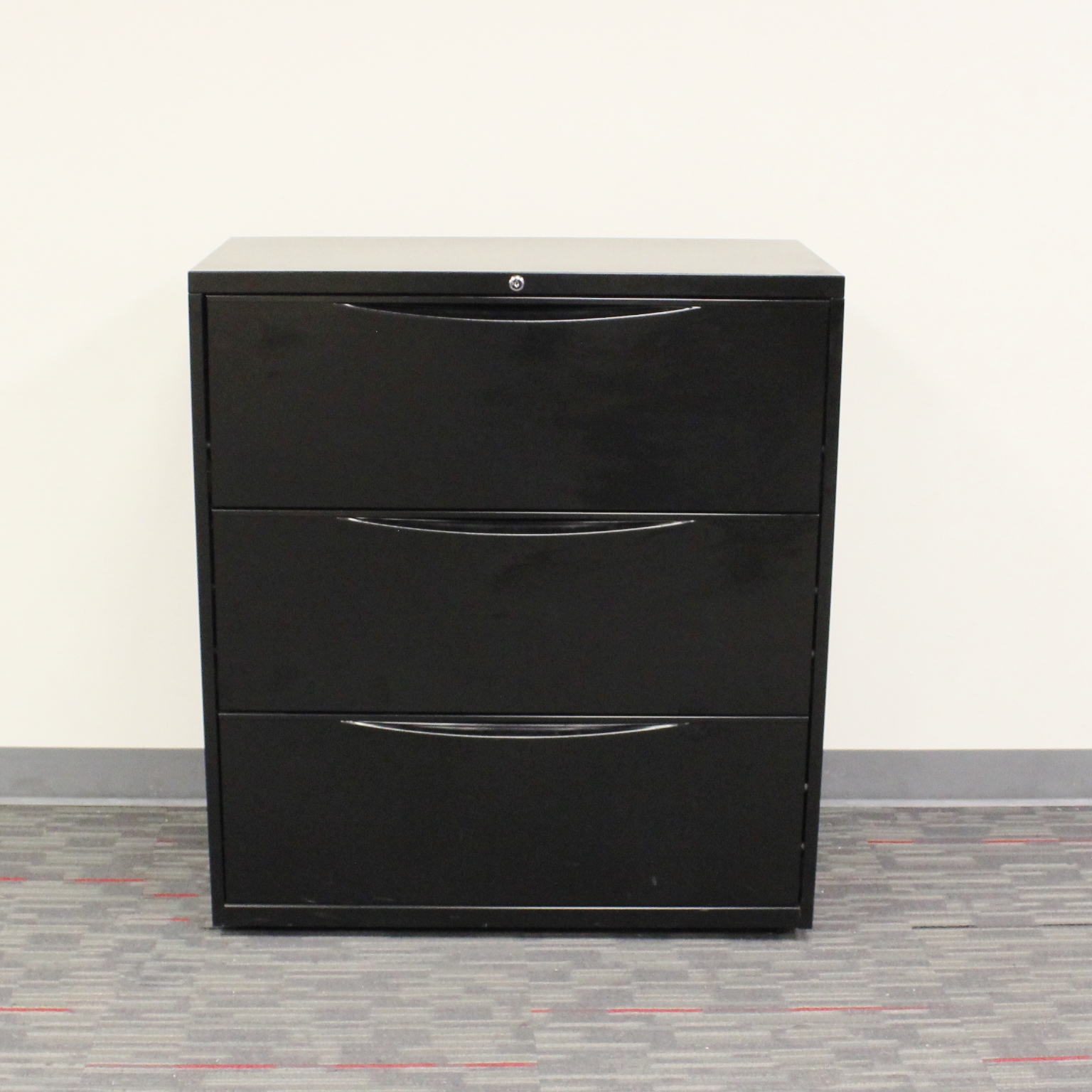 Global 3 Drawer 36 W Black Lateral File Cabinet Furniture